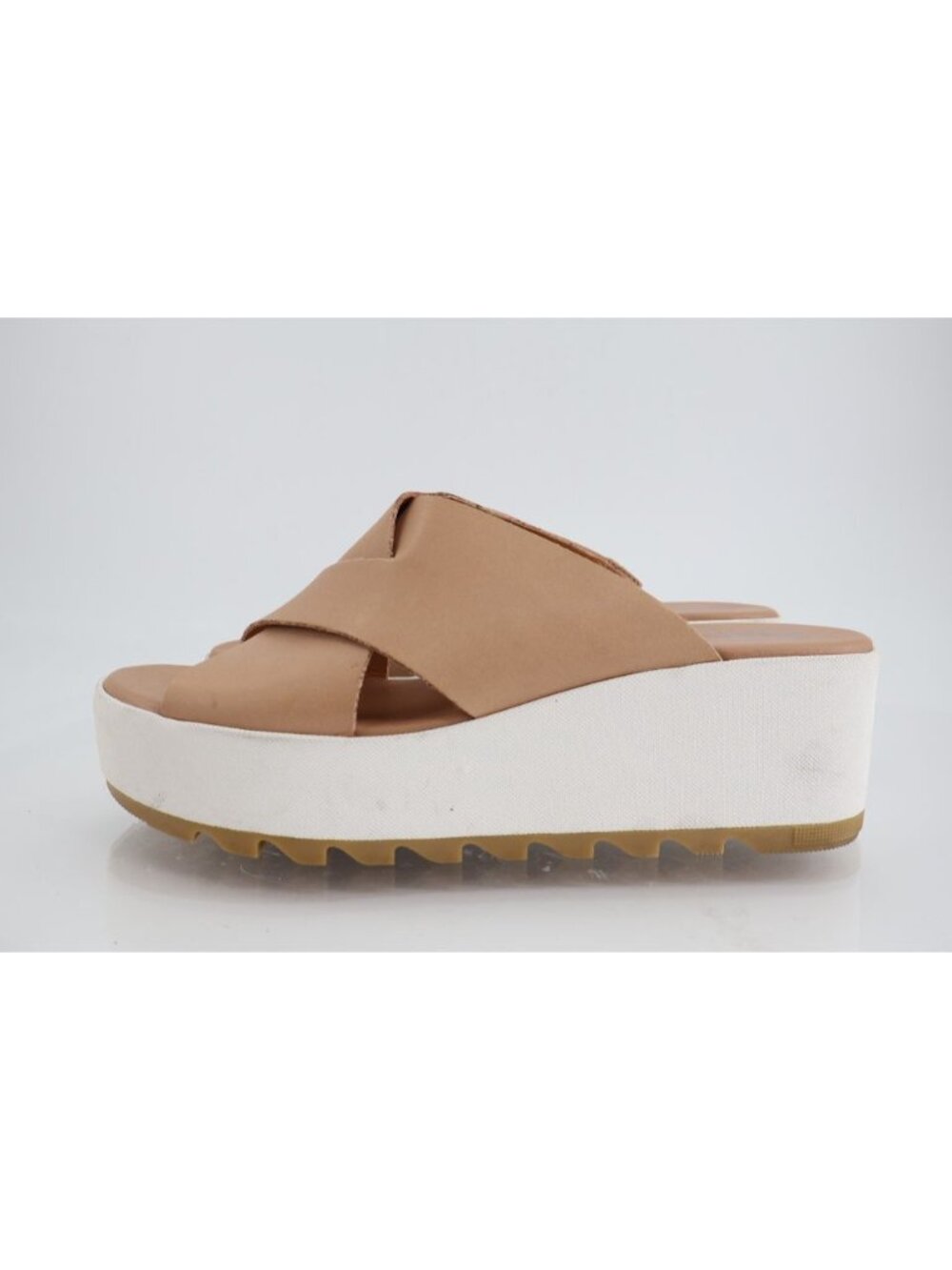 Sorel Womens Cameron Sandal Size 9.5 Brown Leather Slide Platform Chunky Wedge - Picture 6 of 13